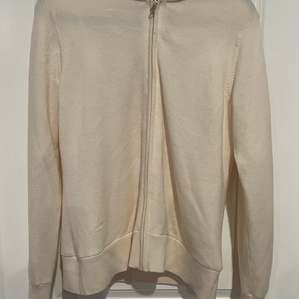 Fairway & Greene Soft Cream Ribbed Zip Jacket